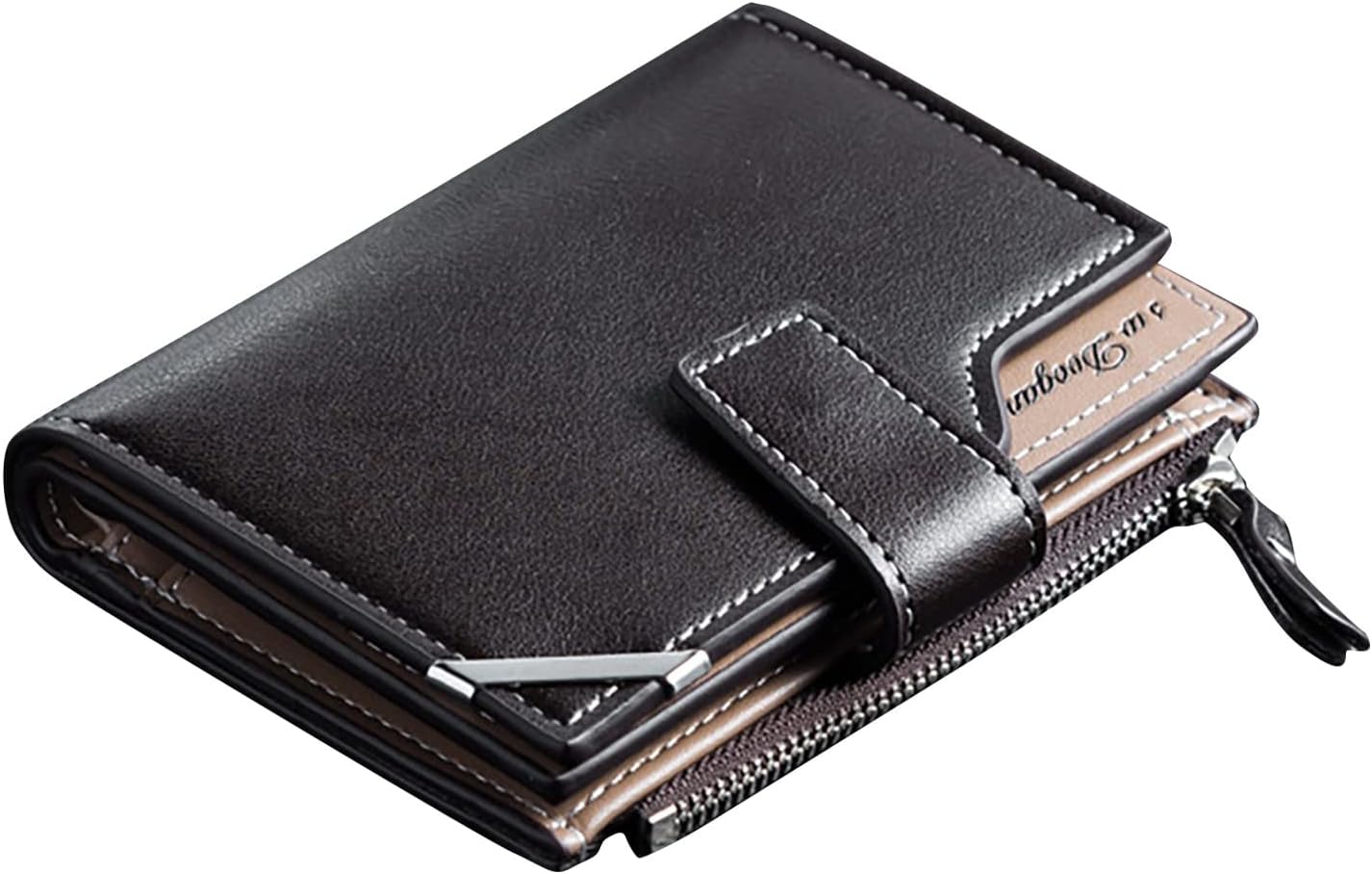 Men's Short Multi Functional Vertical Zipper Buckle Wallet plus Case Wallet Girly (Coffee, One Size)
