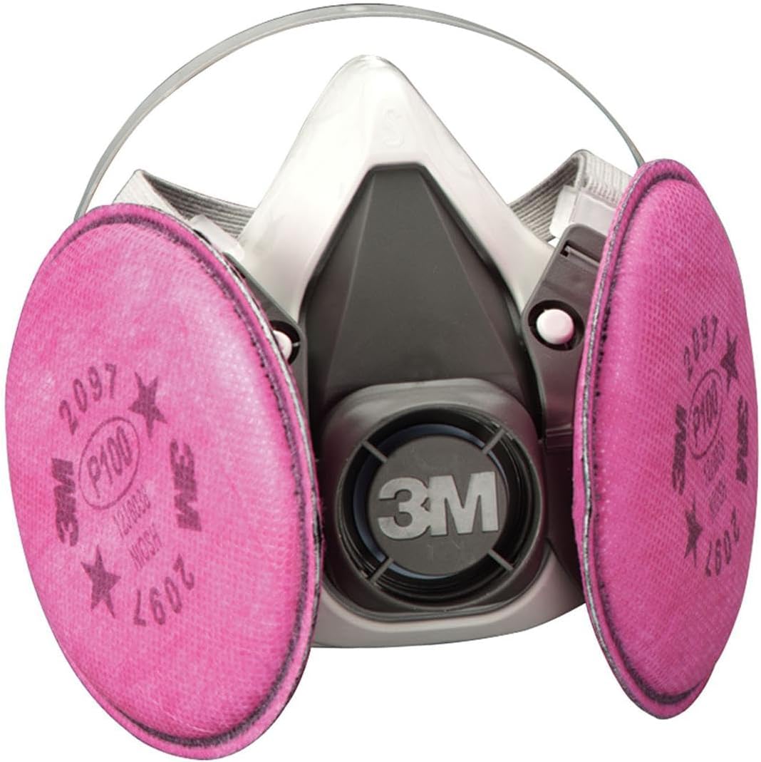 Side view of 3M 07183 Half Facepiece Respirator with P100 filters