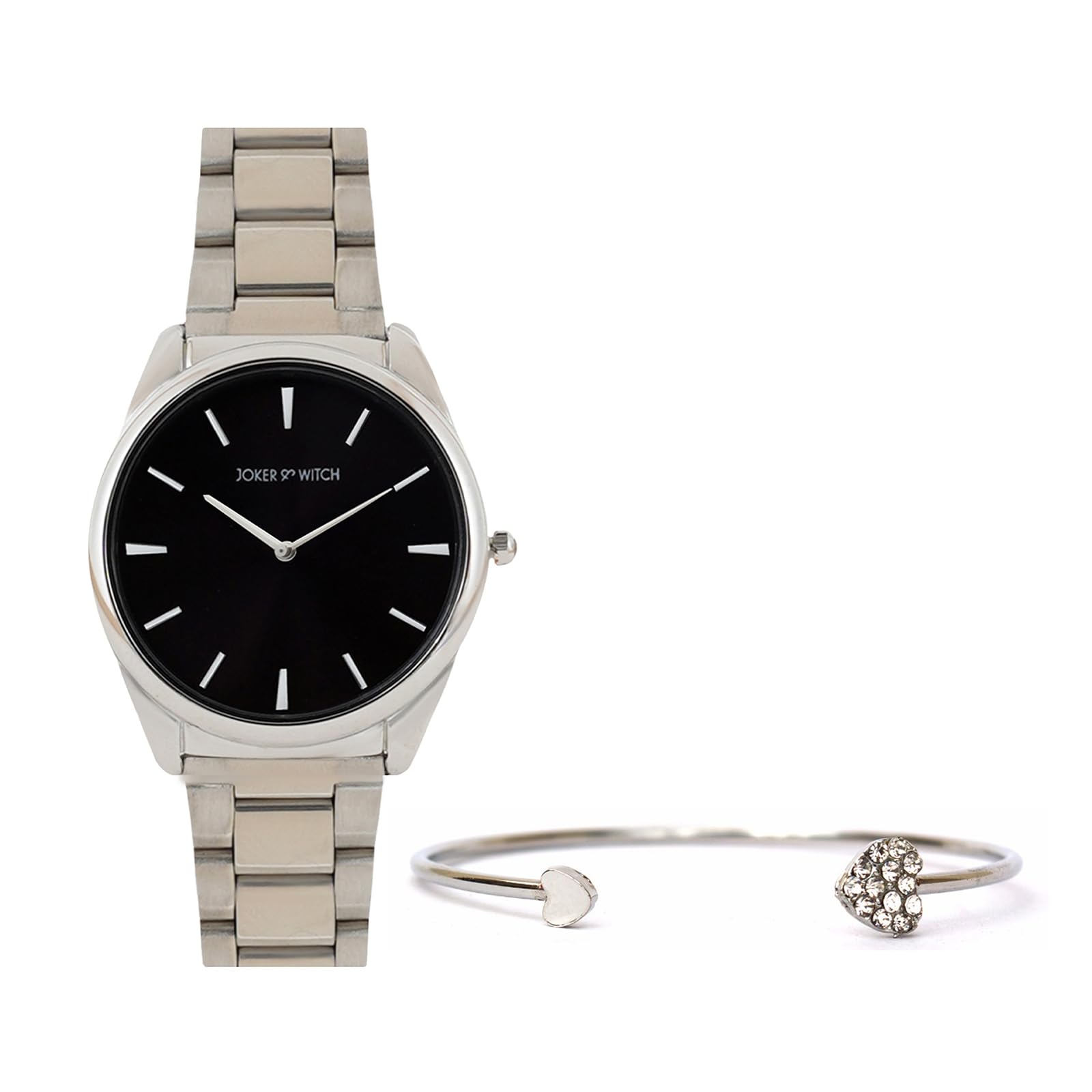 Joker & Witch Stainless Steel Women Xena Silver Analog Watch Bracelet Stack, Black Dial, Silver Band (B0C7L9YK6S) Amazon Price History, Amazon Price Tracker