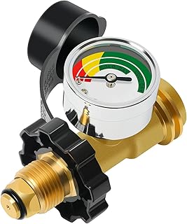 Generep Upgraded Gas High-Pressure Gauge Propane Tank Gauge with POL Connection, Grill Connectors with Hoses for 5-100lb P...
