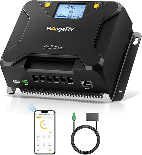 Vista 10 de BougeRV MPPT Controlador de carga solar de 40 A, con corte a baja temperatura, control de aplicación, LCD retroiluminado, regulador de panel solar