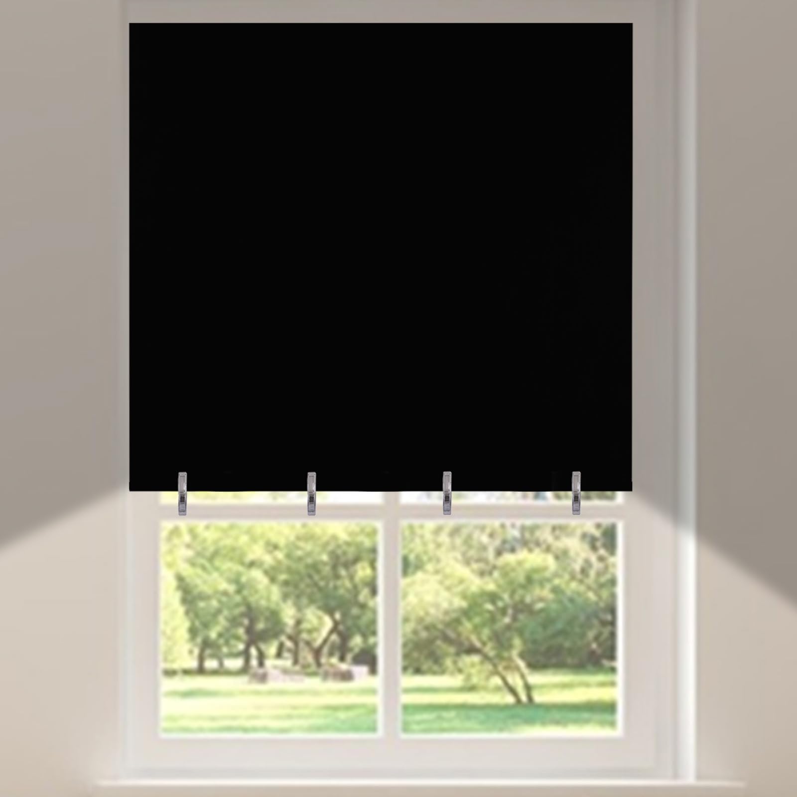 Blackout Roller Blinds No Drill Stick On Clip On Self Adhesive Temporary Blinds for Window Door No Screw Easy Fit Adjustable Thermal Blackout Blinds for Bedroom,Bathroom,Kitchen