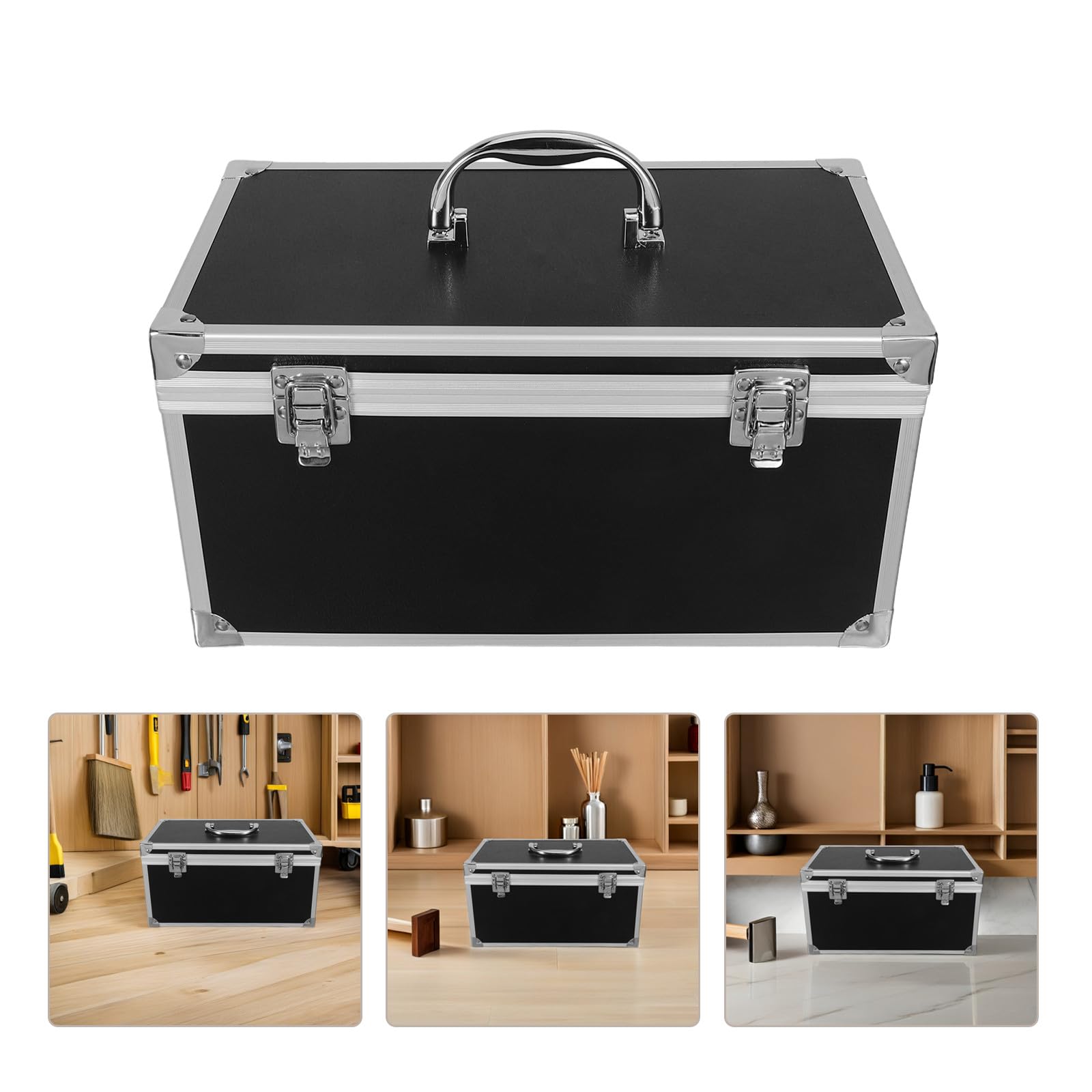 Housoutil Cassetta degli Attrezzi in Lega di Alluminio Imbottita Maniglia Antiscivolo Valigetta Porta Utensili Rigida 29X16X15 CM per Trasporto e Organizzazione in Casa Ufficio e Viaggi