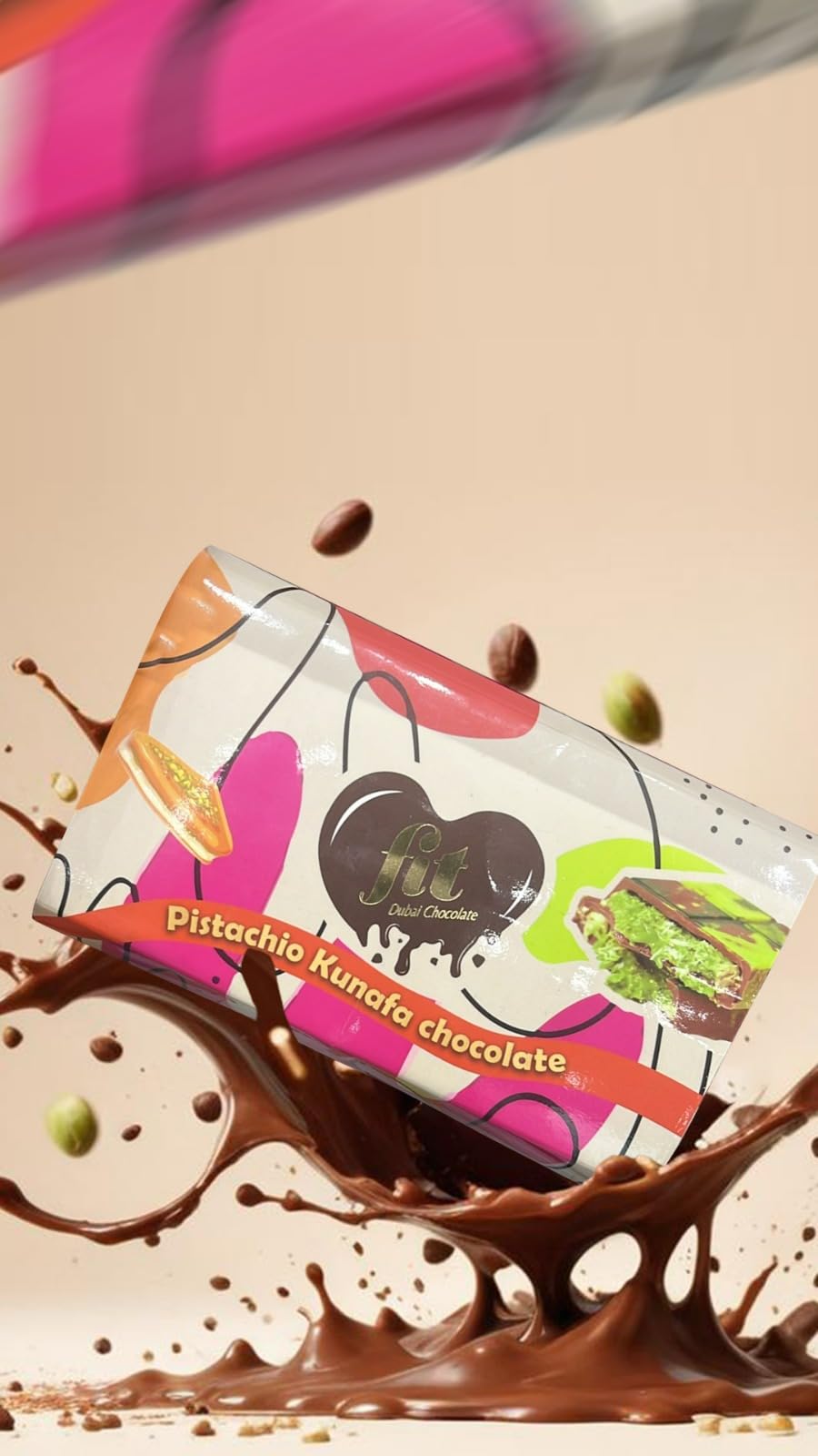 Chocolate Dubai Pistachio Kunafa - 200g | Chocolate Dubai con crema de pistacho y kadaif (cabello de ángel) | Delicia láctea y cacao intenso - Tableta con leche premium (paquete de 1 unidad)