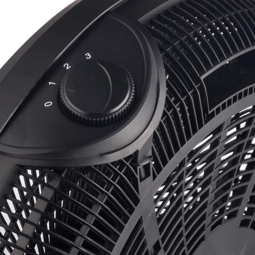 Genérico Ventilador de Suelo Industrial Negro, 50 cm, 80W, Motor DC, 3 Velocidades, Oscilante 160°, Área de Cobertura 25–40 m²