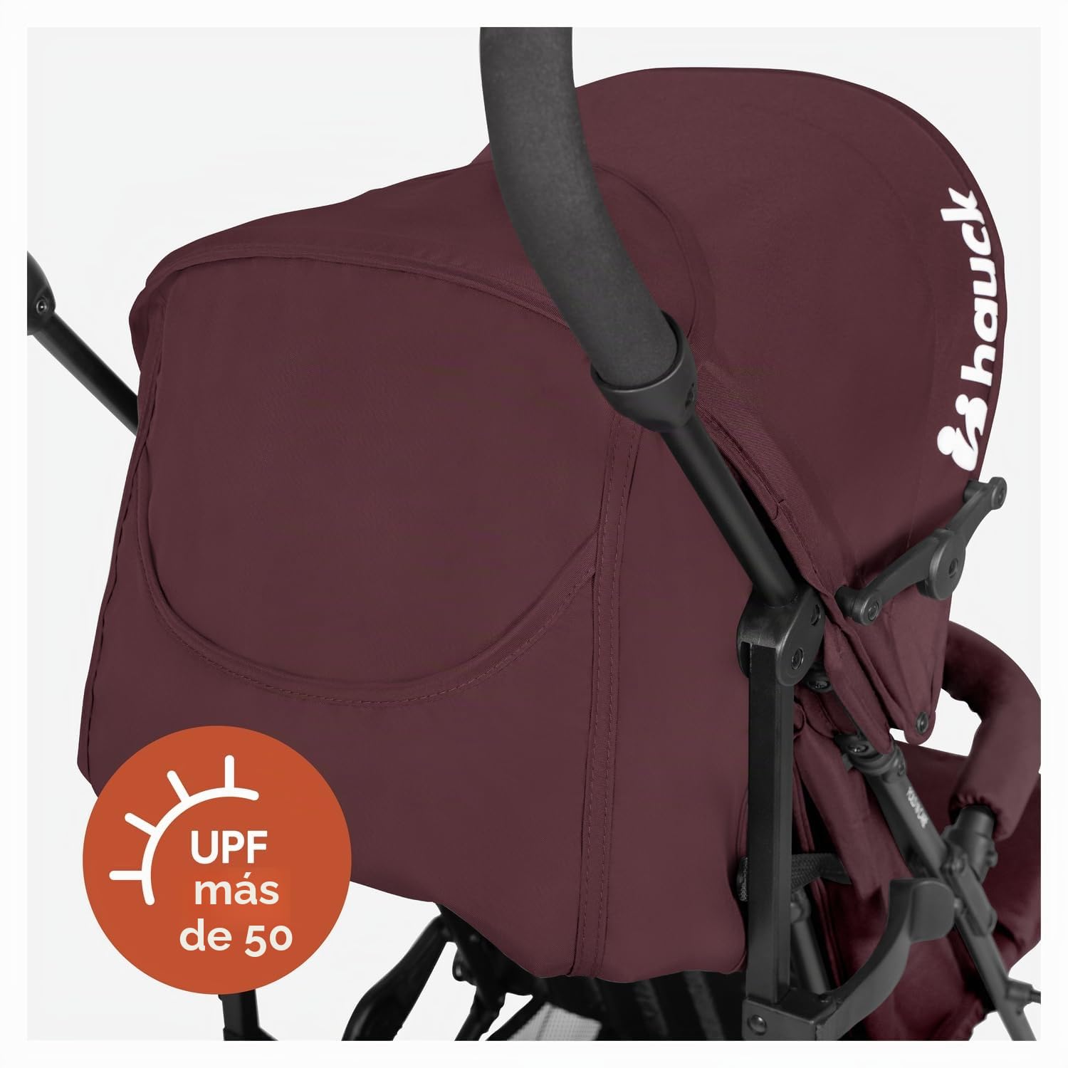 hauck Fold N Care Carrito Bebe Ultraligero - Silla de Paseo para Niños desde 6 Meses hasta 22 kg - 7,6 kg Compacta - Reclinable - Protección Solar UV 50+ - Cesta XL - Blackberry