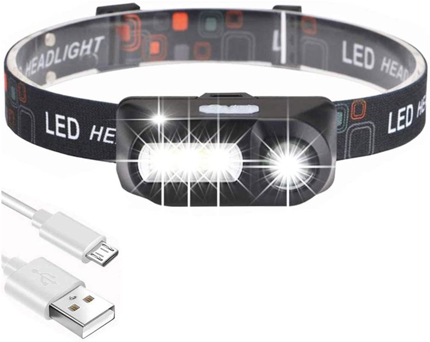 MyrRhe Lampada Frontale con sensore di Movimento: 1100 Lumen, Ricaricabile, Impermeabile, 6 modalità - Ideale per Campeggio, Ciclismo, Corsa e Pesca