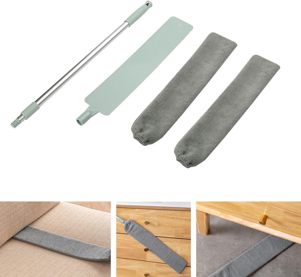 jaexestRetractable Gap Dust Cleaner, Telescopic Dust Brush for Wet and Dry, Cleaning Tools with 2 Microfiber Dusting Cloths for Appliances Furniture Couch