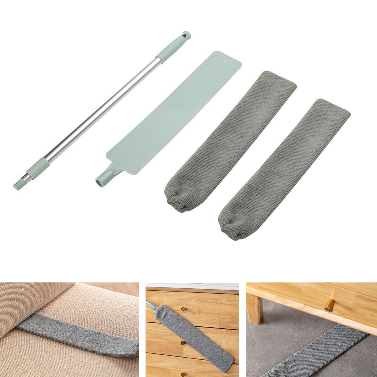jaexestRetractable Gap Dust Cleaner, Telescopic Dust Brush for Wet and Dry, Cleaning Tools with 2 Microfiber Dusting Cloths for Appliances Furniture Couch