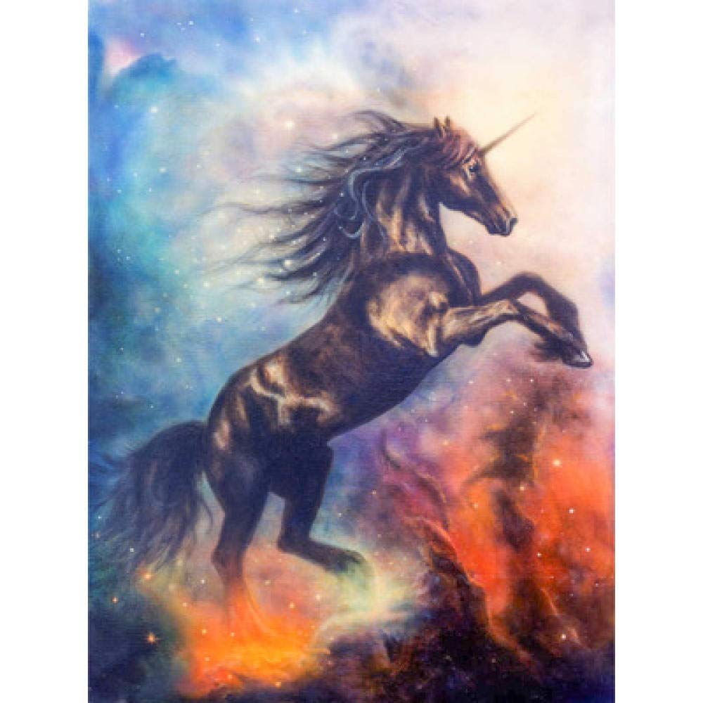 Mosaïque diamant 5D grand format licorne étoilée en résine de luxe