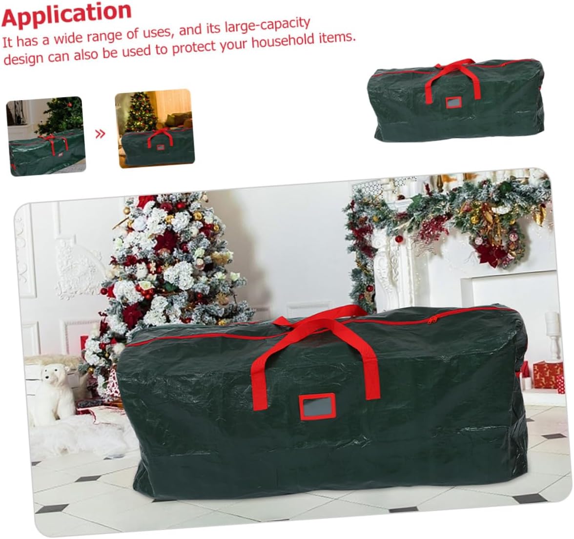 Christmas Tree Storage Bag Waterproof Zippered Storage Pouch with Carry Handles 165x38x76cm Dustproof Green Holiday Decor Organizer for Artificial Tree