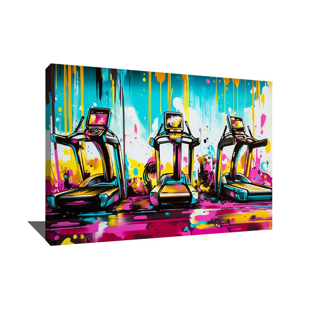Quadro per palestra - Decorazione da parete fitness - Tela pop art di grande formato - Quadro Graffiti Street Art - Poster decorativo da parete colorato - Stampa su tela motivazione (60 x 40 cm)