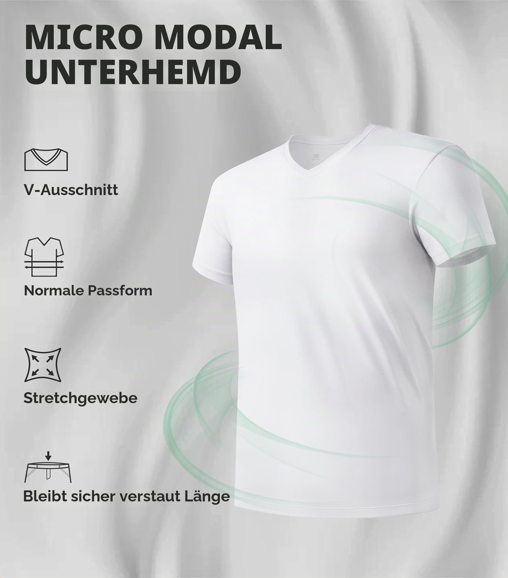 DAVID ARCHY Herren Unterhemden Business aus Micro Modal Tshirt Seidig Glatt Weich Kurzarm Atmungsaktiv Weste Unterhemd Männer 3er Pack