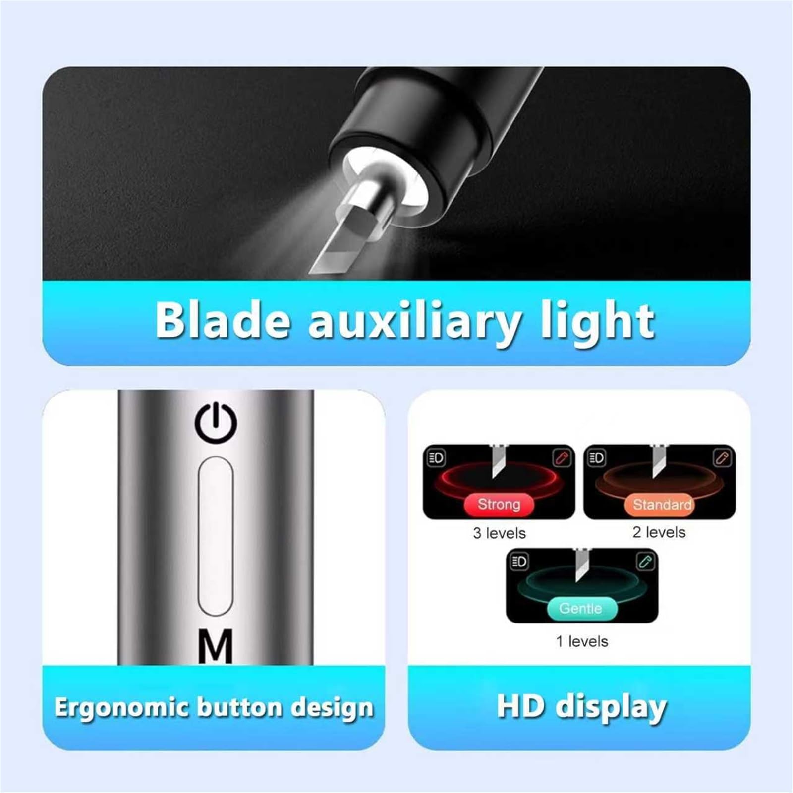 Ultraschall Cutter Messer, 40KHz Handheld Tool mit 3 Schneidmodi, austauschbare Klingen & LED-Licht zum Schneiden von 3D-Modellen, Acryl, Kunststoff, Holz, PVC, Leder