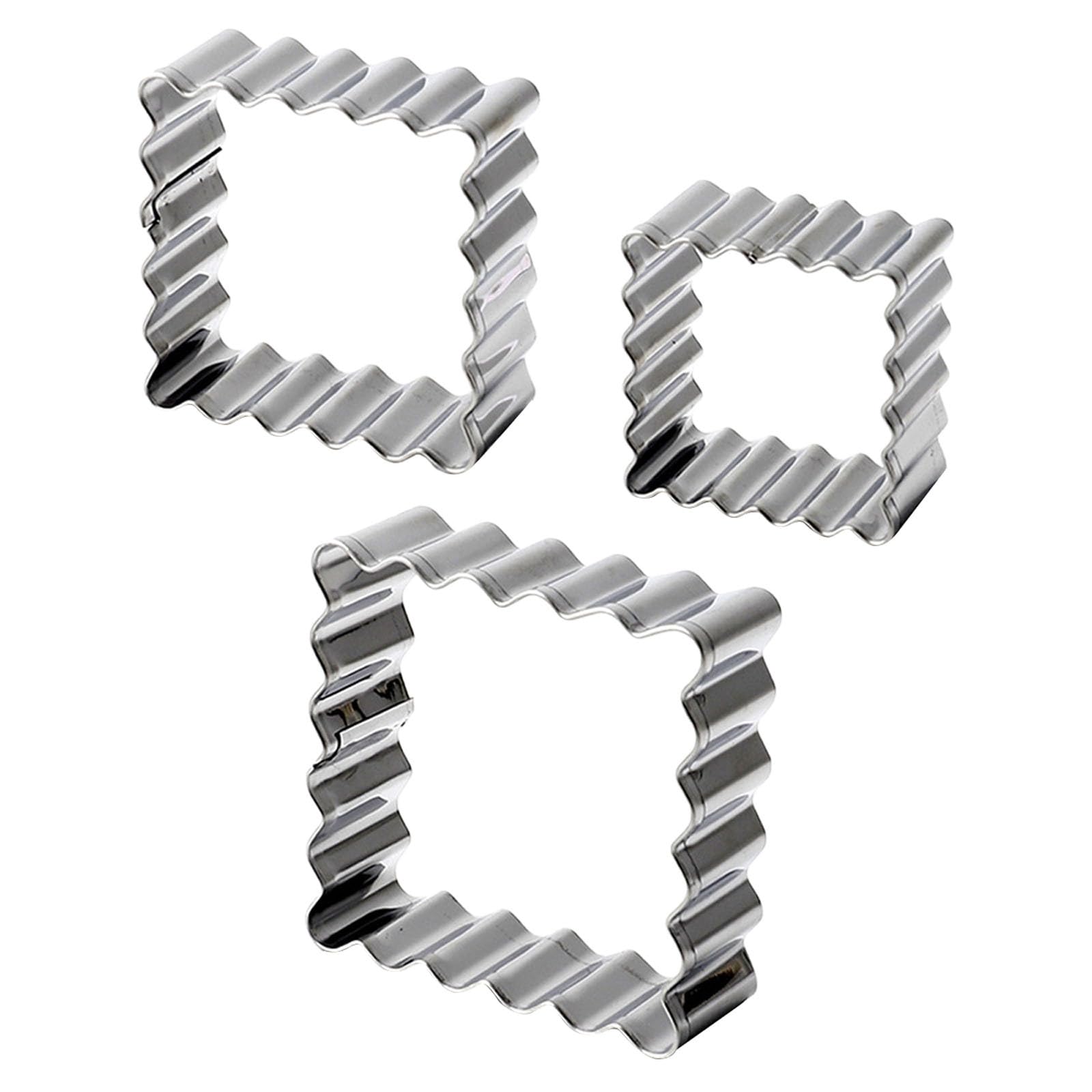 Lot De 6 Emporte-pièces Rectangulaires En Acier Inoxydable à Bords Cannelés Pour Pâtisserie Maison (3 Rectangulaires + 3 Carrés