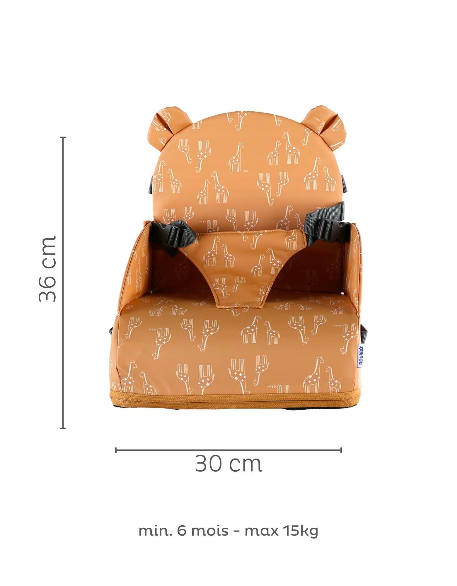 Rehausseur Ocre Bébé 9 mois à 3 ans Chaise Enfant Pliable Nomade Harnais Sécurité Imperméable Déhoussable Lavable Max 13 kg