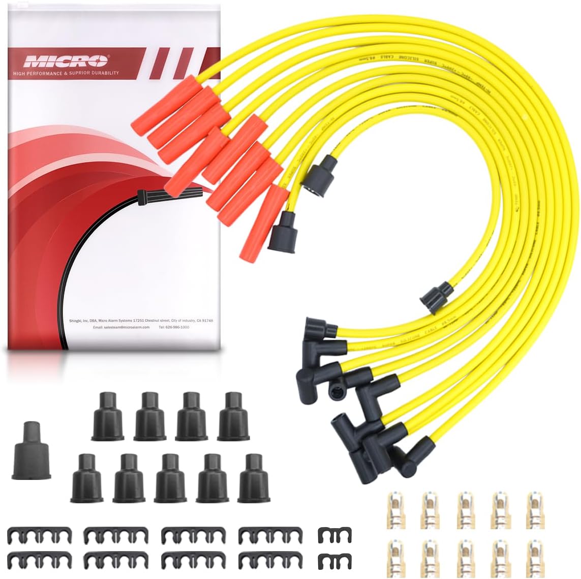 Micro 8.5mm Spark Plug Wire Set Compatible with Chevrolet GMC SBC BBC Straight Boot Wires Replacement for 262 267 305 307 327 350 400 402 454