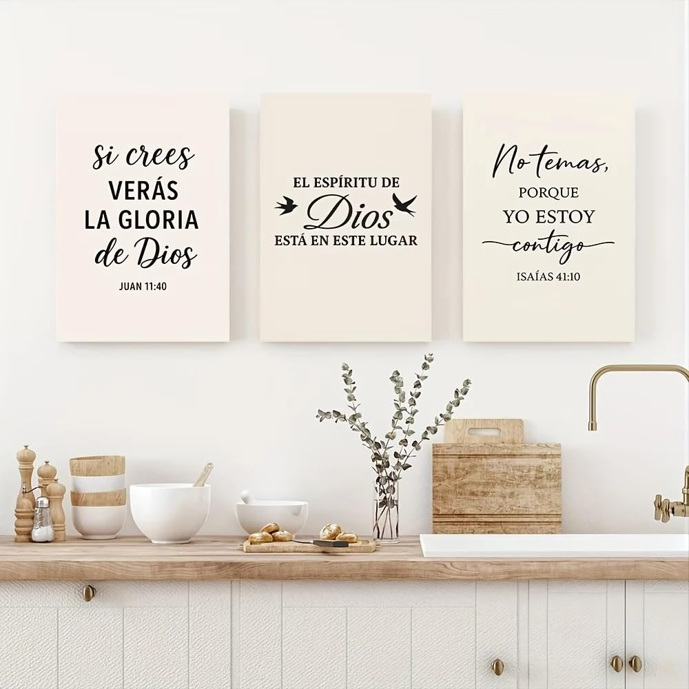SDVIB Quadro su tela con versetto biblico spagnolo moderno e motivazionale per soggiorno e arredamento (50x70 cm/3 pezzi senza cornice)