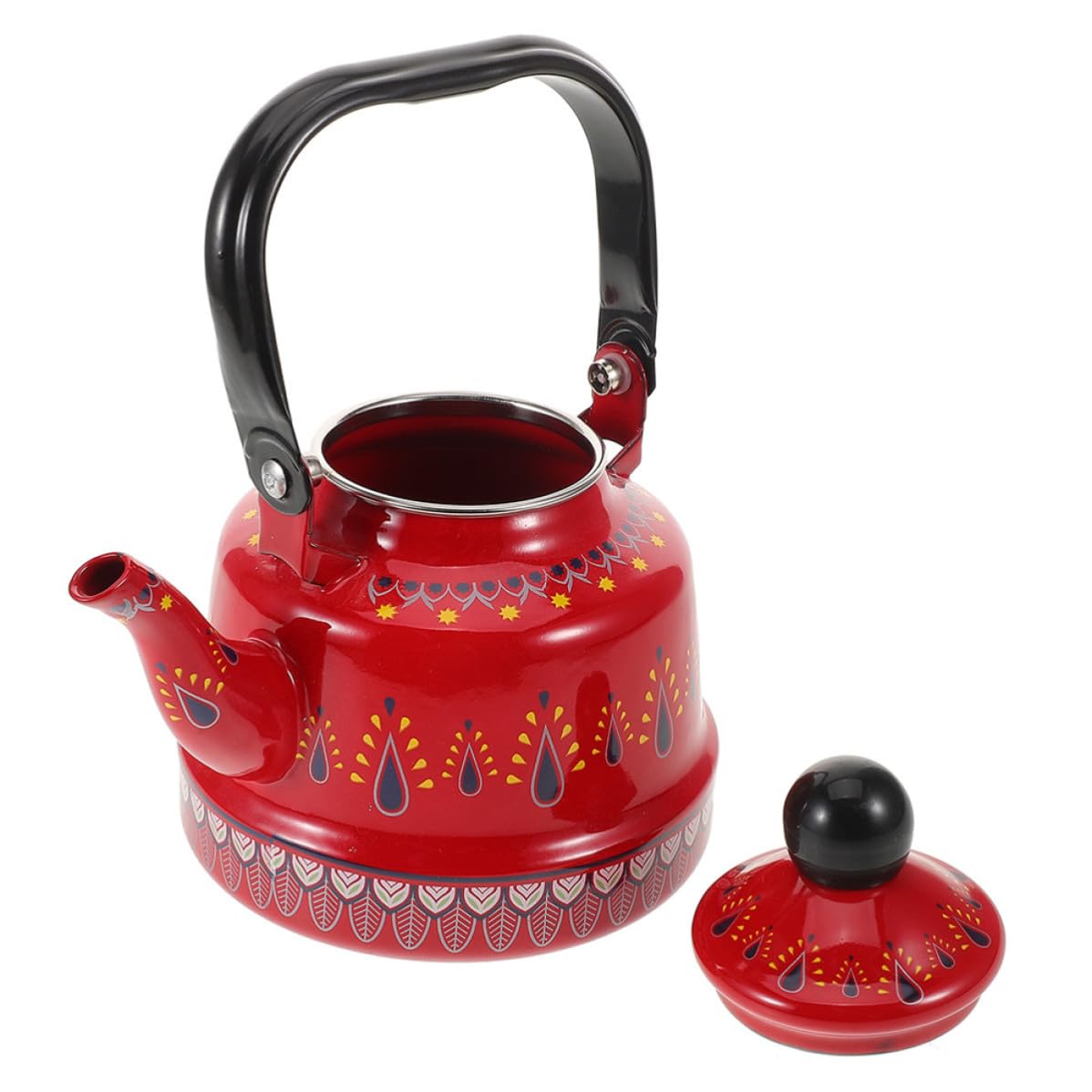 Bouilloire à thé en émail vintage rouge au design intemporel