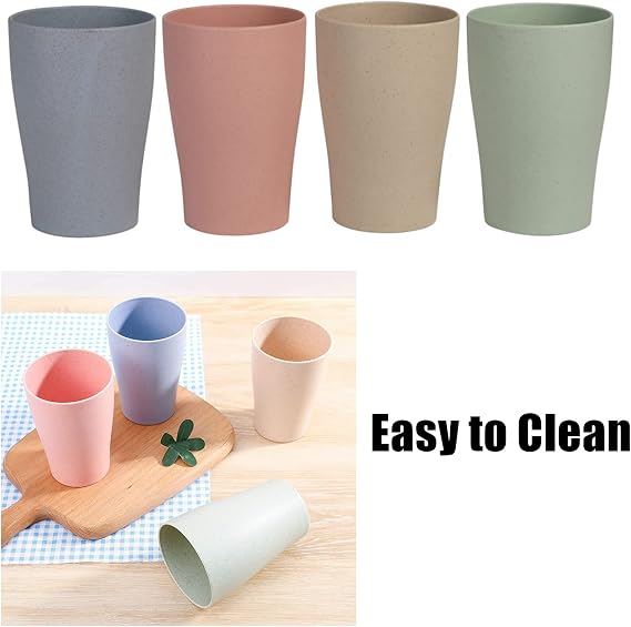 Plastic Drinking Cup 4Pcs 275ml Reusable Drinking Cups Tumbler Set