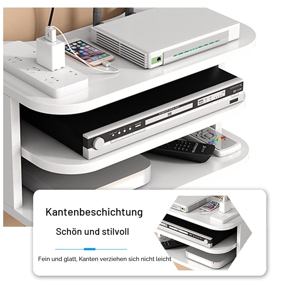 Hggzeg WiFi Router Aufbewahrungsbox schwebende Regale TV Set-Top-Rack, Wandmontage mehrschichtiges Kabelmanagement Lagerregal für Wanddekoration (jl04,weiß)
