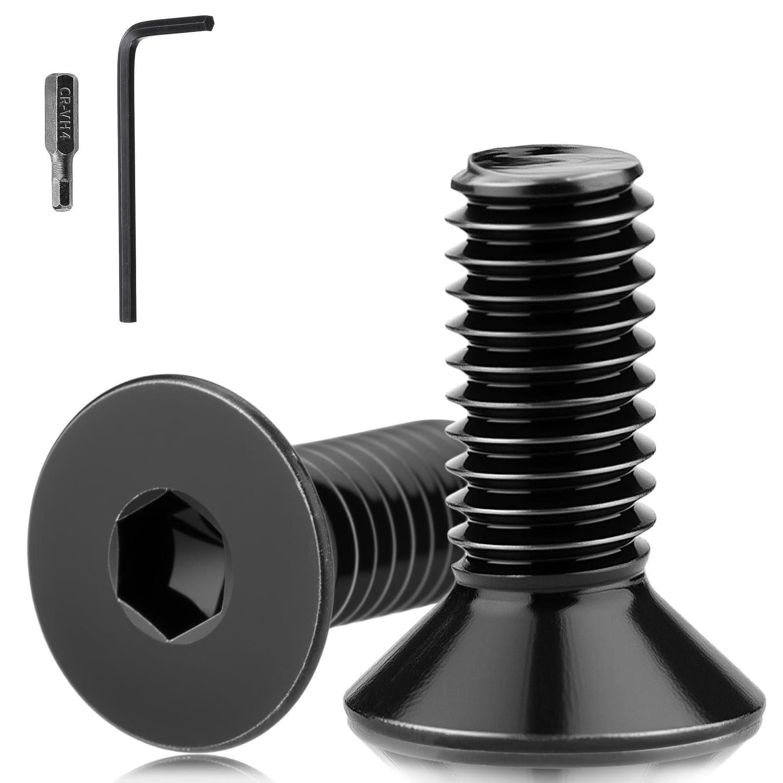 Mbsomnus 30 Pcs M6x25 mm Countersunk Head Screws Black Bolts Stainless Steel 304 Flat Head Hex Socket Cap Screws for Machine Furniture Repair