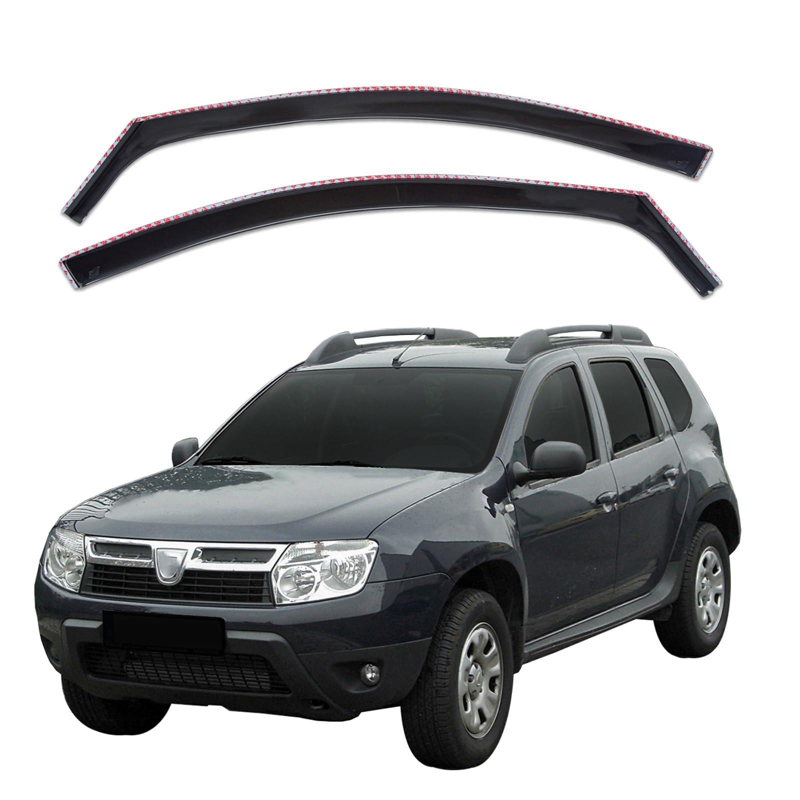 J&J AUTOMOTIVE GP Deflettori d'Aria per Dacia Duster 2010-2017, Set da 2 Pezzi, Antiturbo Antivento Antipioggia, Anteriore Nero Fumé Oscurato