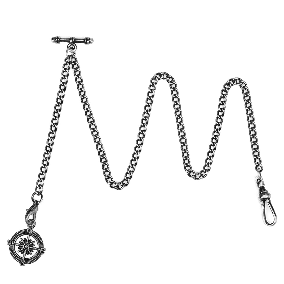 ManChDaManChDa Pocket Watch Chain Double Albert Chain T-Bar Watch Chain