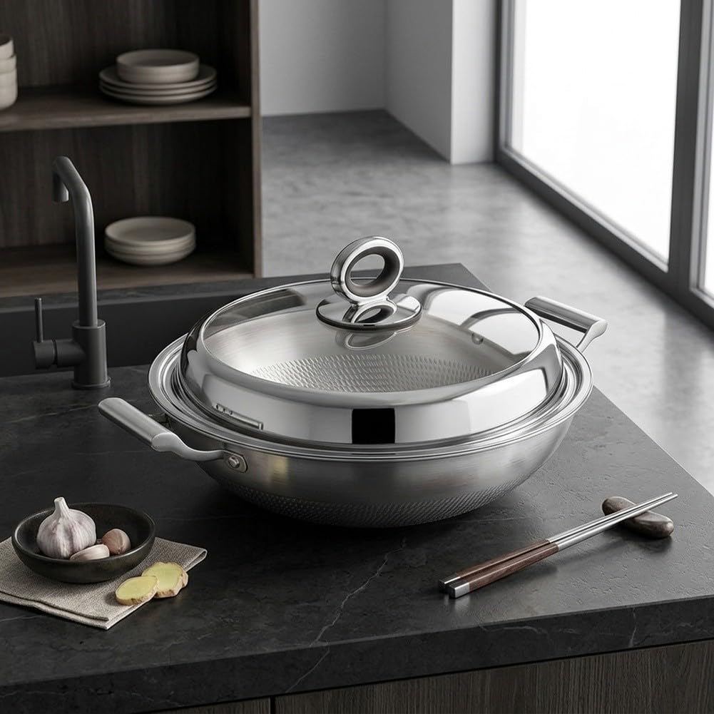 Wok Induzione Tondo per Cucina Domestica Wok Induzione Tondo(45cm)