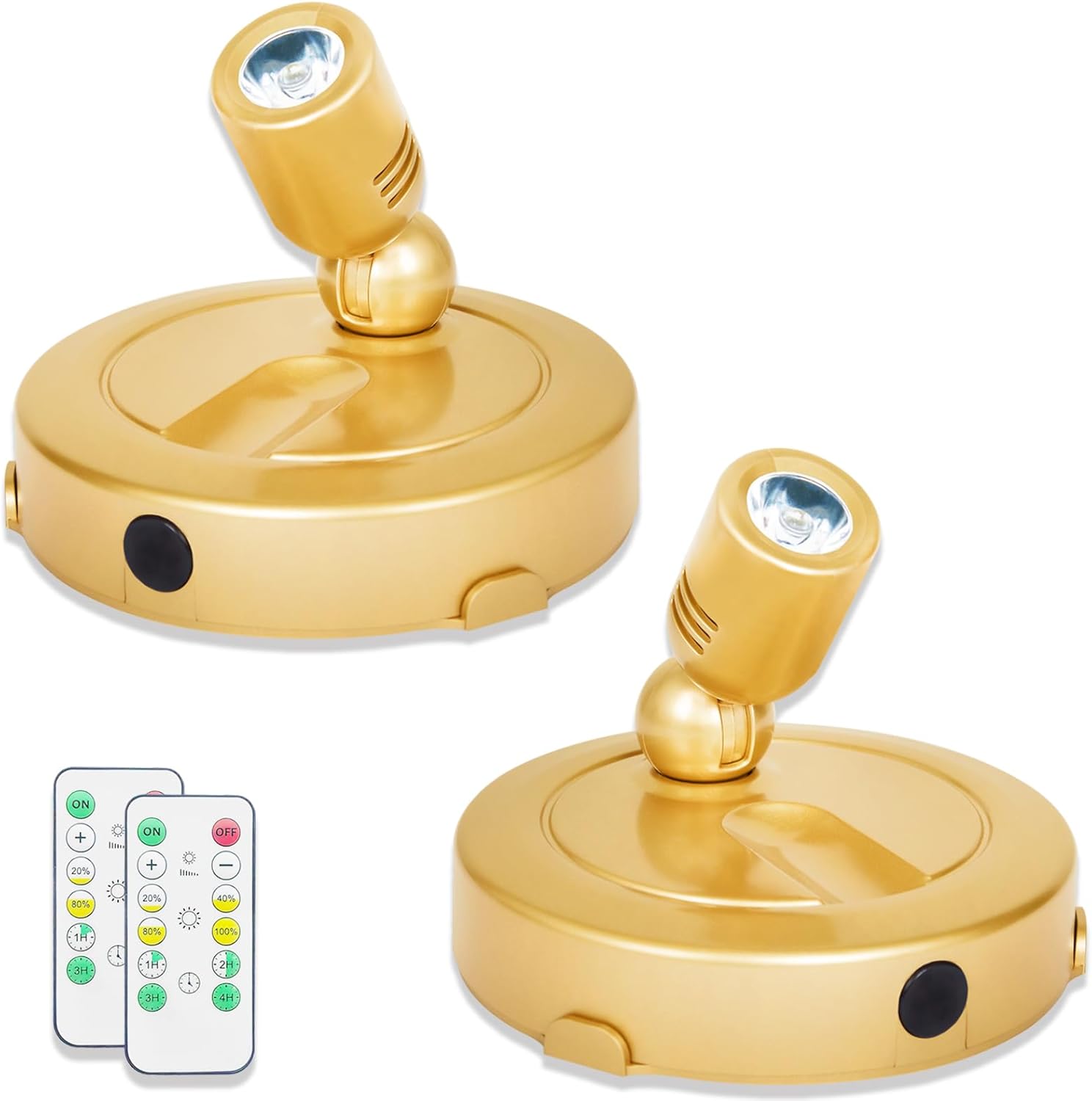 Battery LED Spotlight, Indoor Spot Lights with Remote, 3CCT Dimmable Accent Uplight for Plants Trees Wall Picture Artwork Display Painting Portrait-2Pack Gold Battery LED Spotlight, Indoor Spot Lights with Remote, 3CCT Dimmable Accent Uplight for Plants Trees Wall Picture Artwork Display Painting Portrait-2Pack Gold