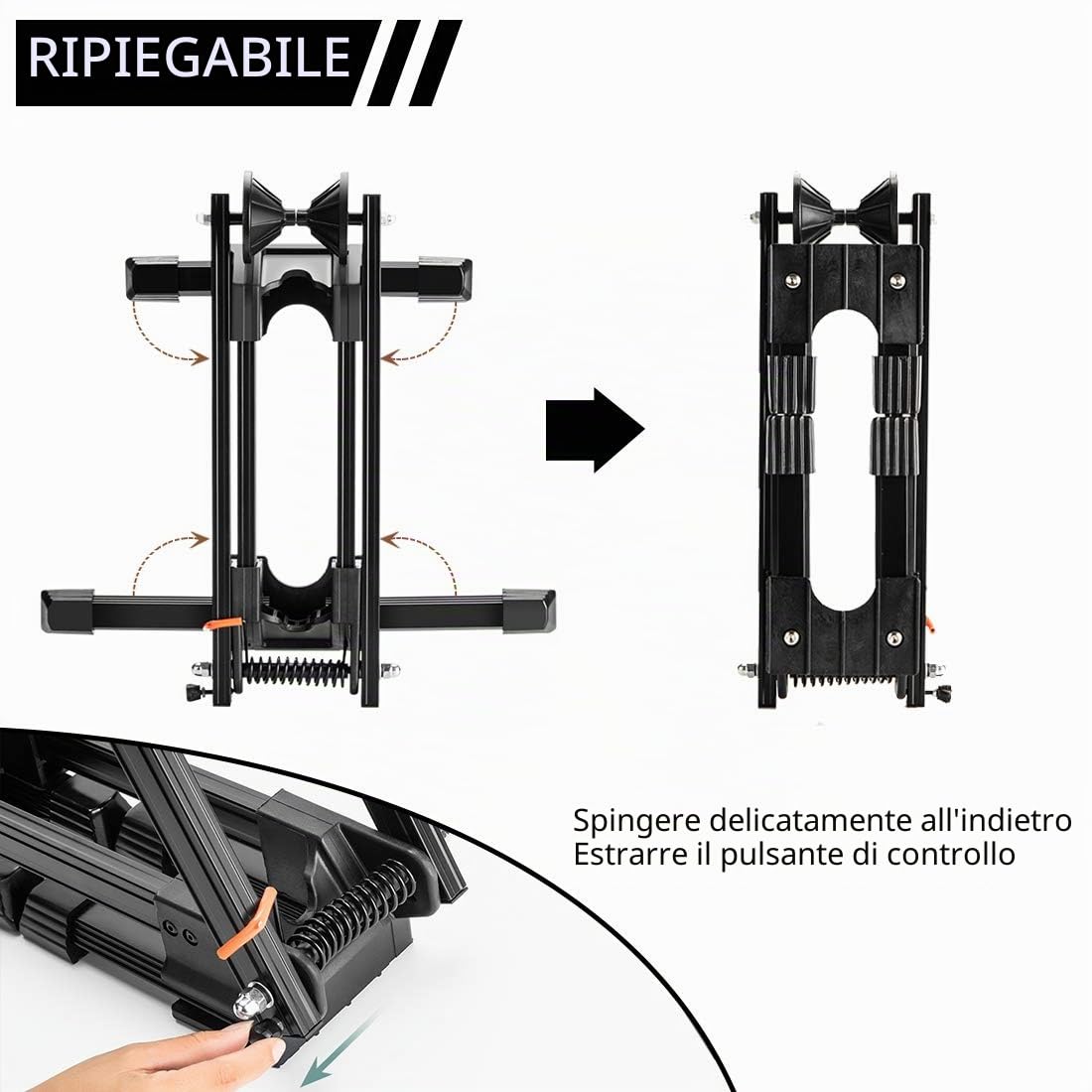 ROCKBROS Parcheggio Bici Supporto per Ruota Cavalletto Interno Pieghevole per Bicicletta in Alluminio per MTB 24/26/27.5/29 Bici da Corsa 700C