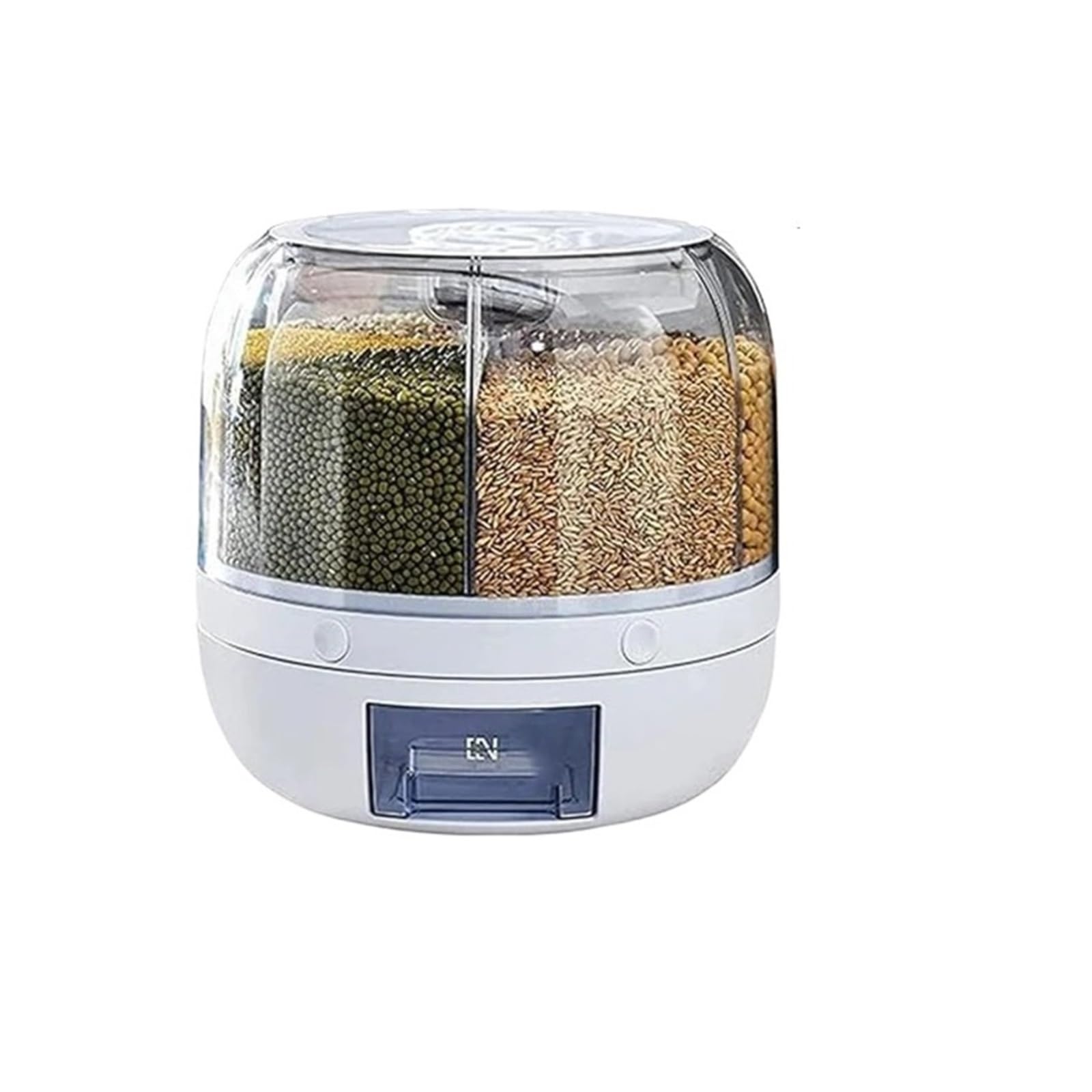 WZPTLKIBAD 360° Rotating 6-Grid Grain Dispenser Container