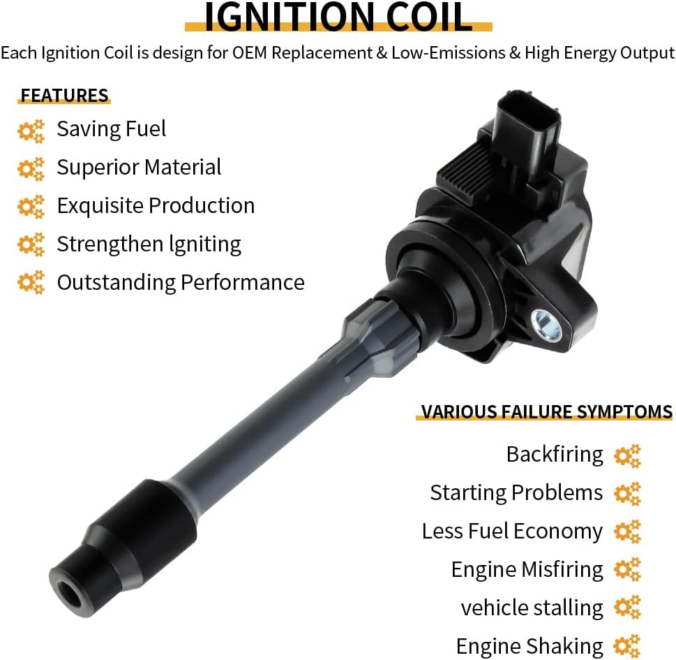 Set of 4 Ignition Coil Pack UF749 with Iridium Spark Plug 93501 Compatible with 2016-2020 Honda Civic, Honda FIT 2015-2020/GK/GR9/GS1, Replace# 305205R0003, CM11121A, 305205R0013