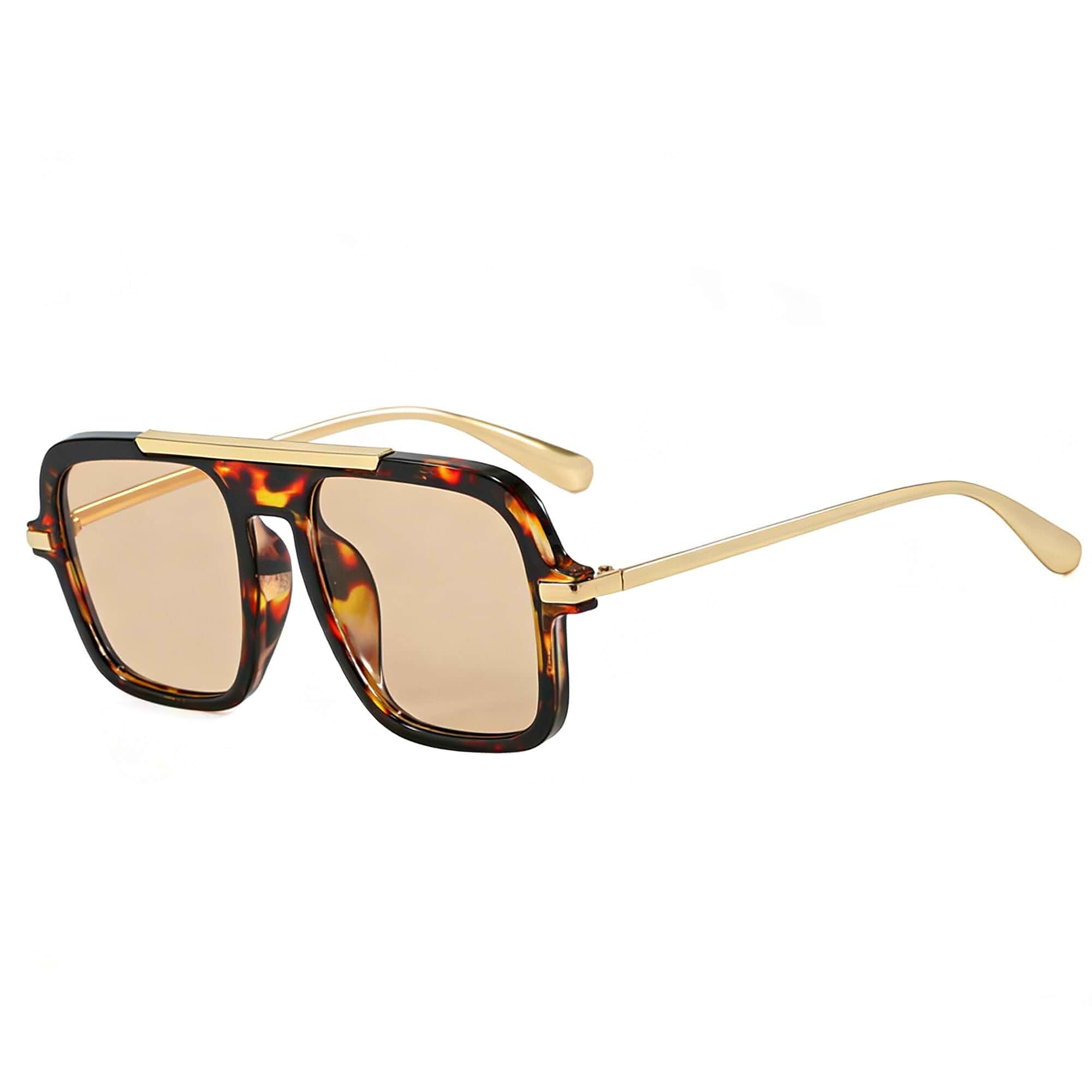 Onrtry Retro Square Aviator Sunglasses for Women Men Big Frame Sun Shades 70S 80S 90S Vintage Oversized Metal Frame Shades UV400 Protection