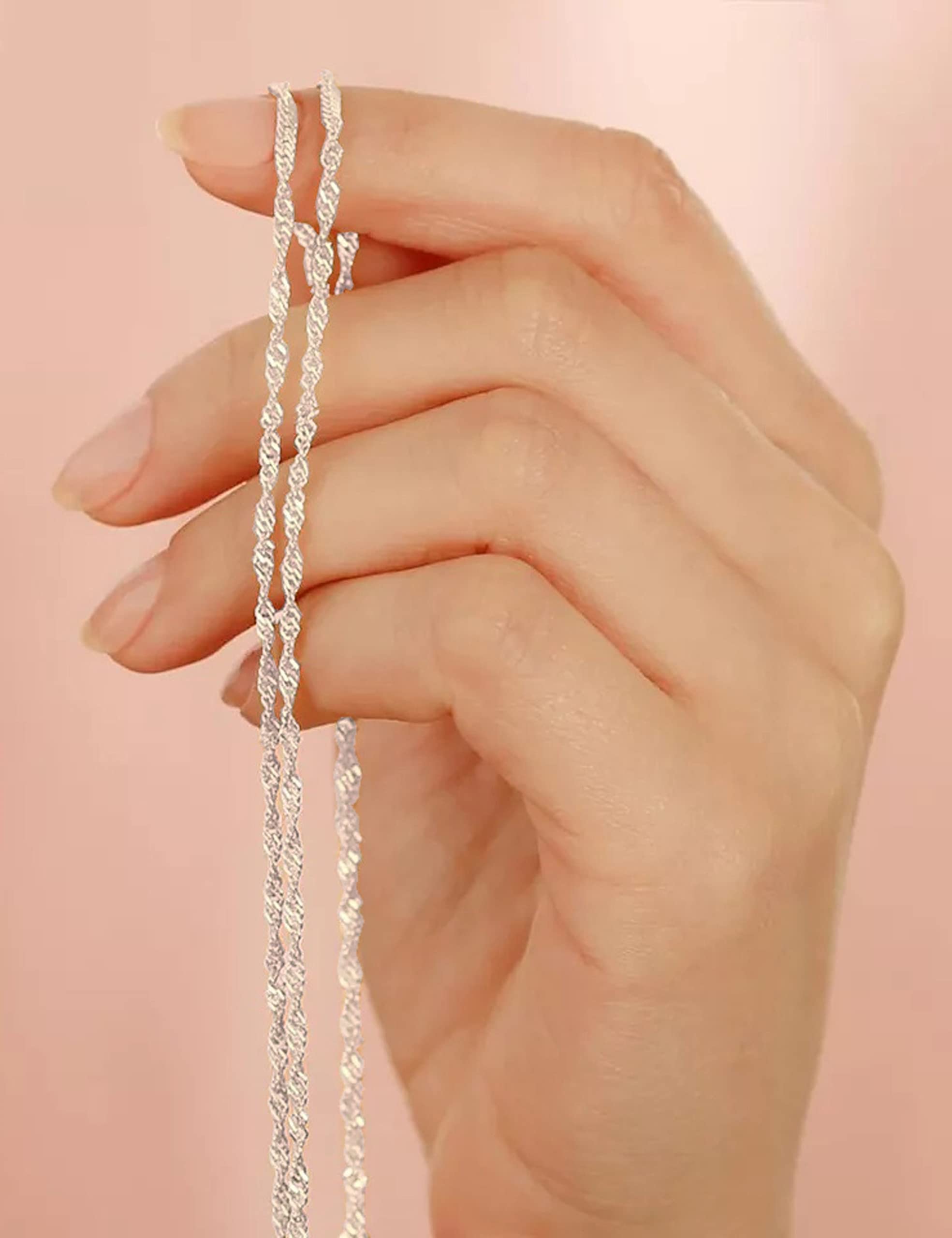 WYWH Waitsoul - Cadena de plata de ley 925 con cierre de langosta de 2,5 mm, cadena de plata para hombres y mujeres, cadena de collar de plata de 40,6 a 76,2 cm