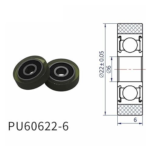 Miniatura 2 de Diameter 22mm, PU Polyurethane Bearing,Rubber Coated Soft PulleyRoller, Width 6mm Kindly