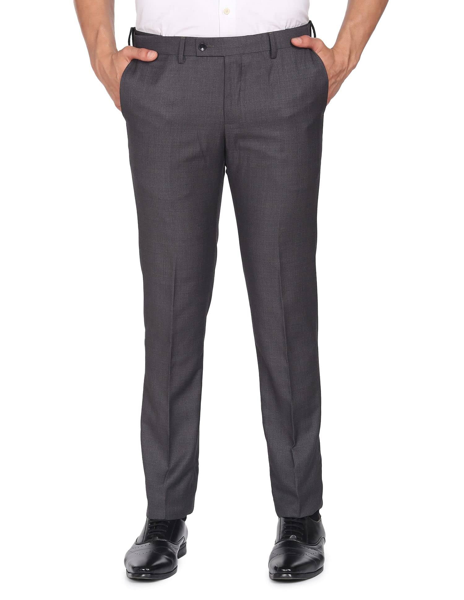 Men Mid Rise Hudson Tailored Fit Autoflex Formal Trousers-image-40