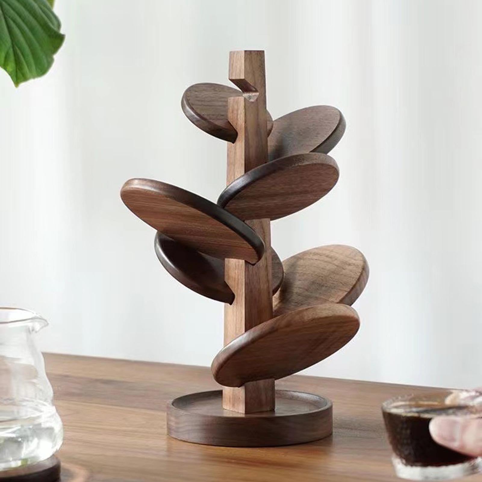 Set de Dessous-de-plat en Forme d'Arbre 8 Pièces Sous Verre avec Support | Sous Verre pour Boissons pour Cuisine Table Comptoir Salle à Manger Salon Plats Chauds Casserole Poêle Bol Théière