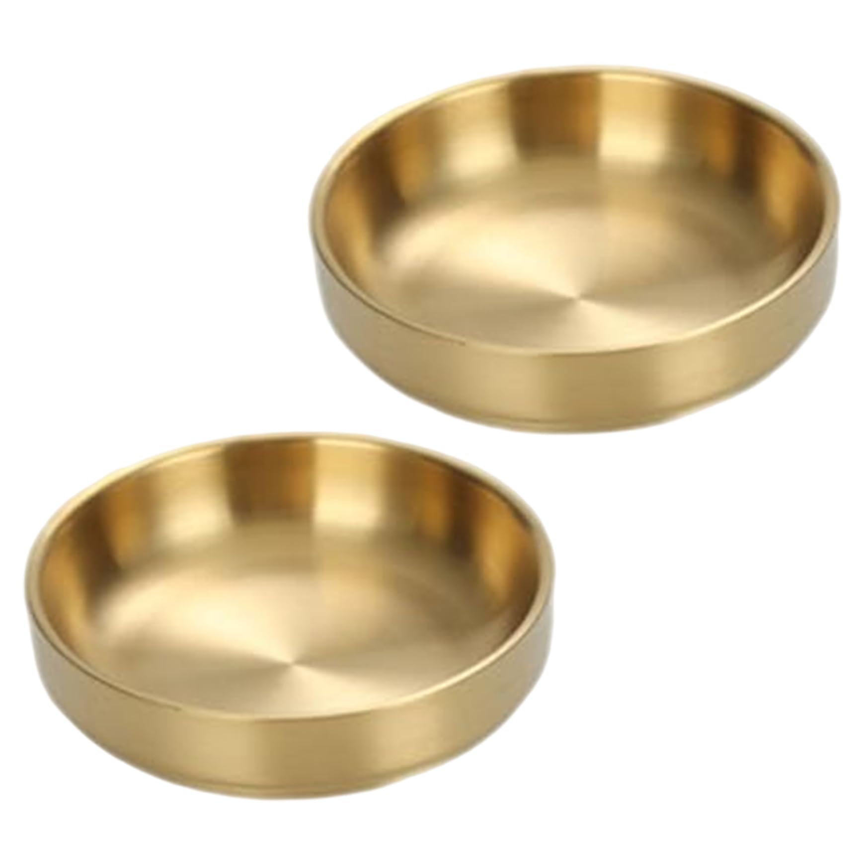 2Pcs Gold Dog Bowls, 5.7 Inch Stainless Steel Polished & Smooth Pet Bowls, Abrasion-Resistant & Easy to Clean for Home