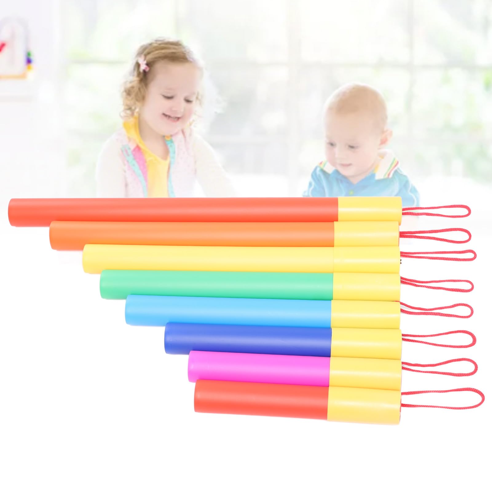 Generic Set di Tubi Sonori Musicali 8 Pezzi di Strumenti a Percussione Interattivi Colorati per L'educazione Musicale Portatile dei Bambini