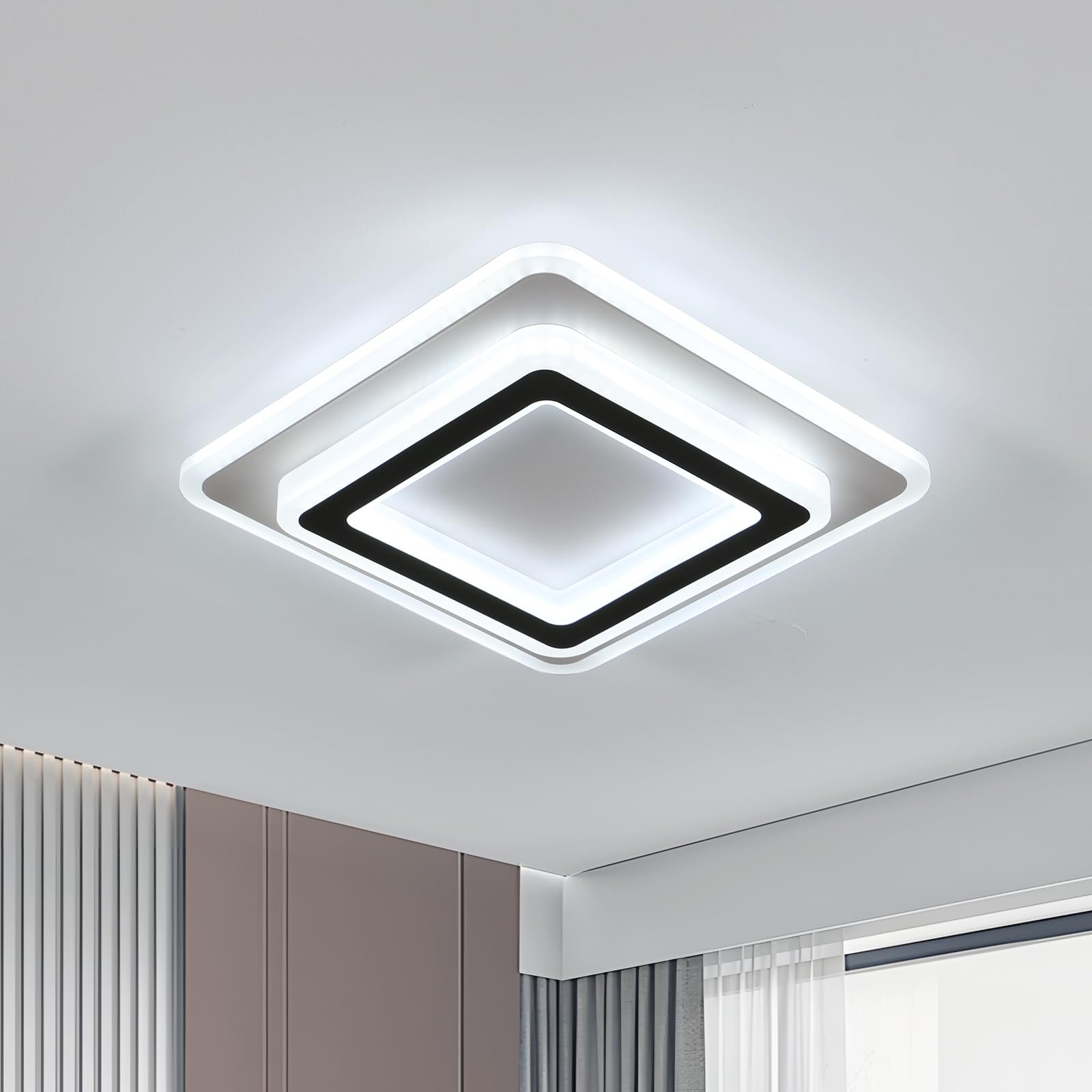 Comely Modern LED Ceiling Light, 38W Square White Acrylic Ceiling Lamp