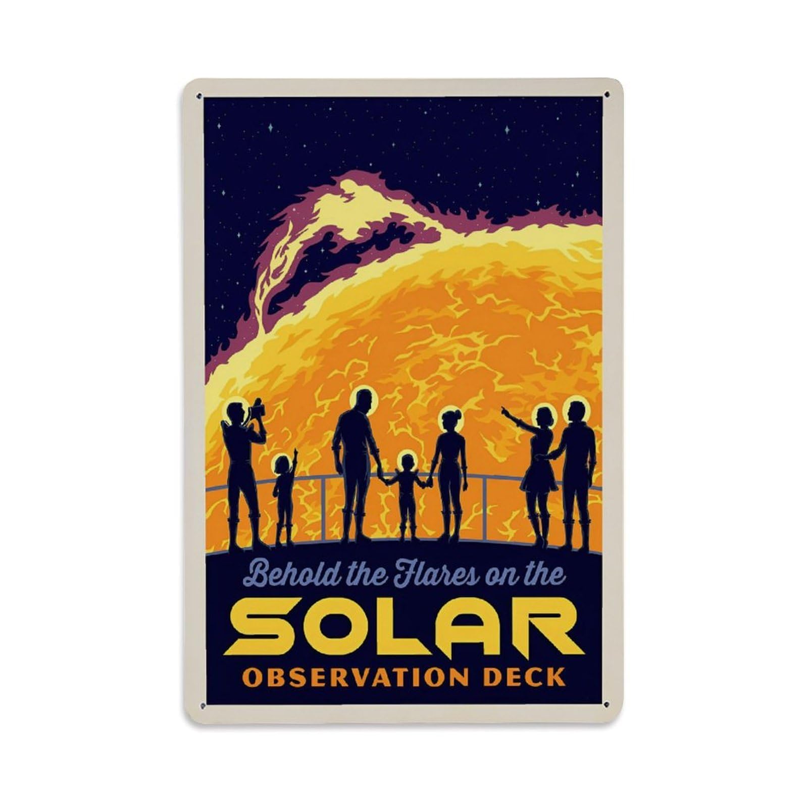 Vintage Space Poster Solar Flare Metal Tin Sign Wall Decor for Cafe, Club, Garden Metal Poster 8x12Inch