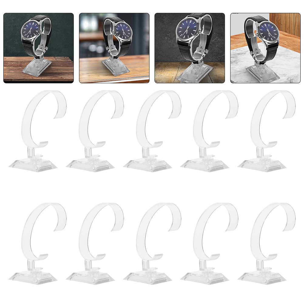 Cabilock 50 Pièces Montre Présentoir Support D'affichage De Bracelet Clair Support Organisateur De Bijoux Porte-montre Présentoir De Montre à Angle Réglable Homme Récipient Plastique Bureau