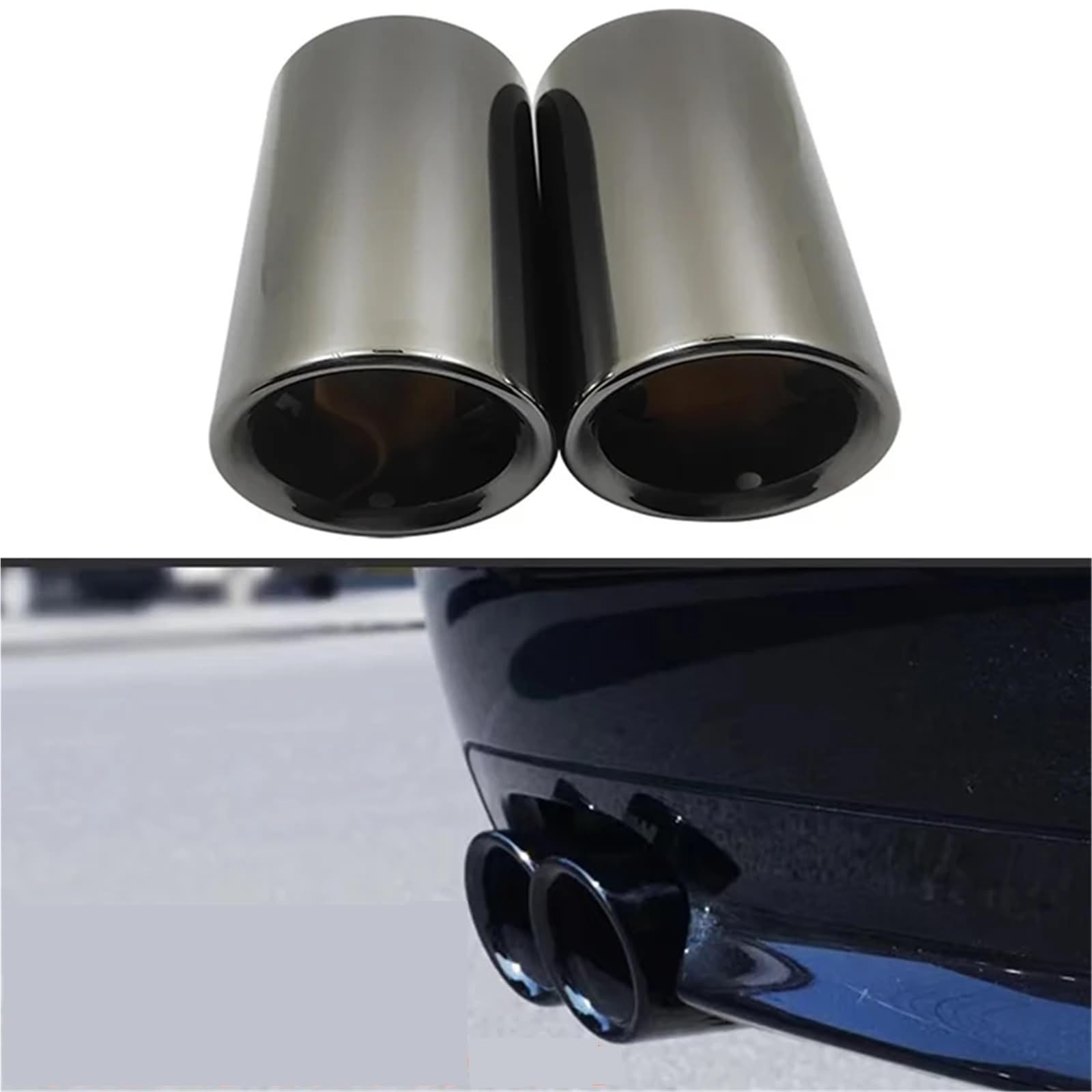 uniwersalna rura wydechowa 2 szt. do BMW F30 2013-2018 E90 E92 M3 końcówki wydechu tłumik pokrywa dekoracja rury wydechowej akcesoria samochodowe Tłumik końcowy | Titanium Black