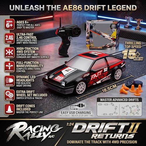 Image of The Little Ones 4x4 Rc Drifting Car - Rc Drift Cars High Speed Remote Control Drift Car 2.4GHz Remote Control Drift Stunt Off Road Cars 360 Rotation Toys for Kids & Adults Boys & Girls [PowerDrift]