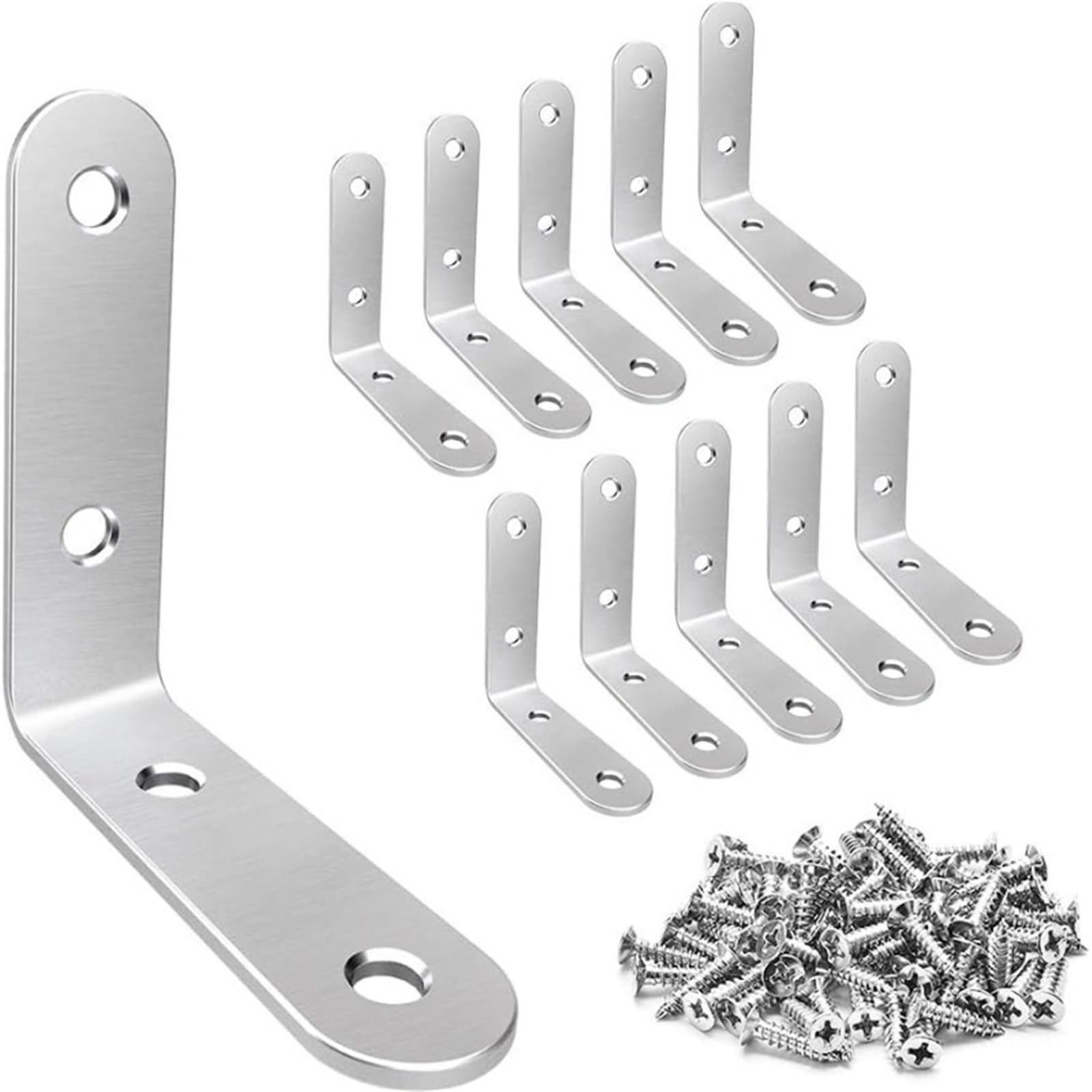 Staffe A L In Acciaio Inossidabile Da 10 Pezzi - Staffa Angolare Ad Angolo Retto for Scaffali, Mobili In Legno, Sedia, Cassetto Con Viti