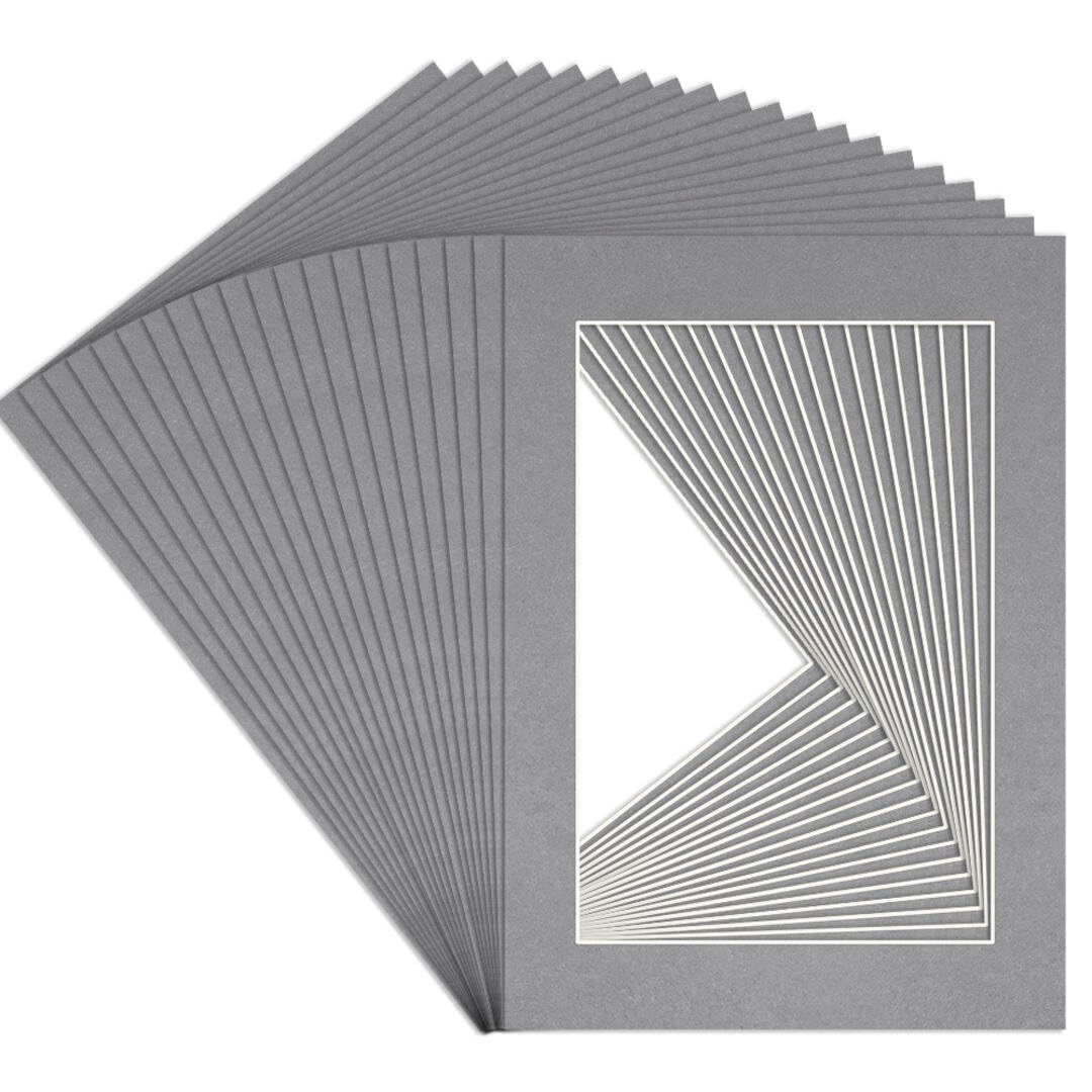 Procut Global A4 Mid Grey Picture Mounts to Fit 9x6" Aperture - Precision Cut Cardboard Photo Mount - Ideal for Frames, Prints, Artwork & Certificates - Sizes & Colours Available - 20 Pack