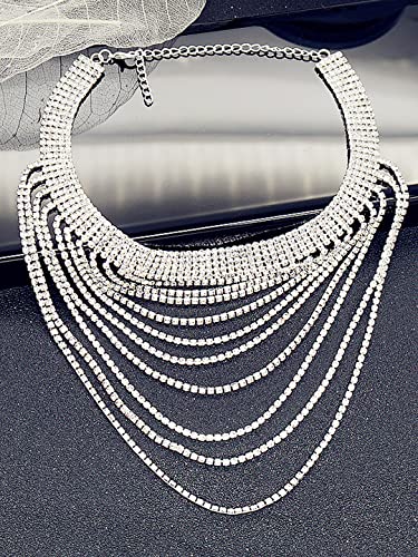 Image of Yellow Chimes Necklace for Women and Girls Fashion Choker Necklace for Women Western | Statement Rhinestone Choker Necklace| Birthday Gift for Girls & Women Anniversary Gift for Wife