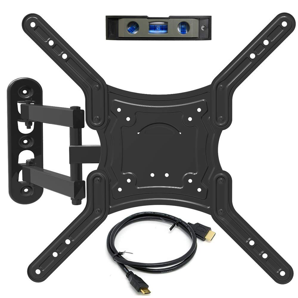 Everstone TV Wall Mount Full Motion Bracket for 23-55" TVs up to 66 lbs VESA 400 with Tilting Swivel Articulating 16" Extension Arm for Most LED LCD&Plasma Flat Screen TVs,HDMI Cable &Bubble Level