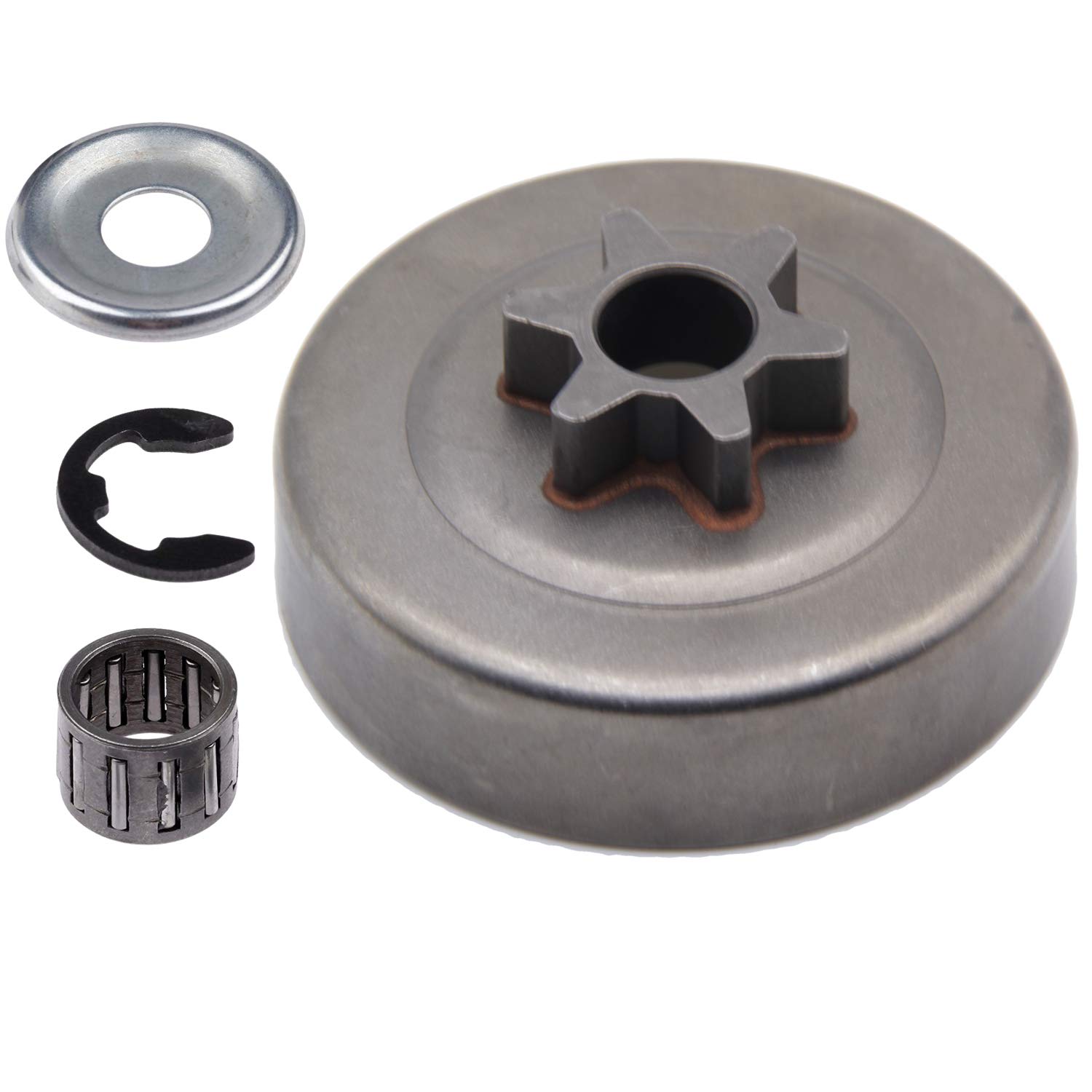 JIUDANI Marvedi Clutch Drum Sprocket 3/8"(0.375") 6T Washer E-Clip Kit for STIHL Chainsaw MS170 MS180 MS210 MS230 MS250 017 018 021 023 025 1123 640 2003